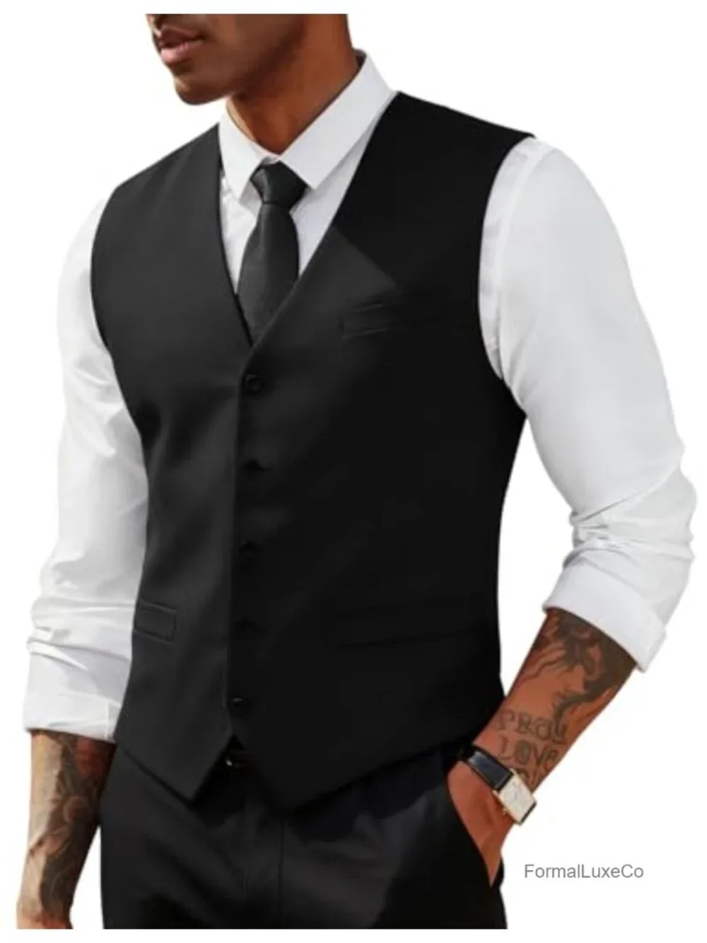 Men's Slim Fit Suit Vest Lightweight Waistcoat for Wedding Business